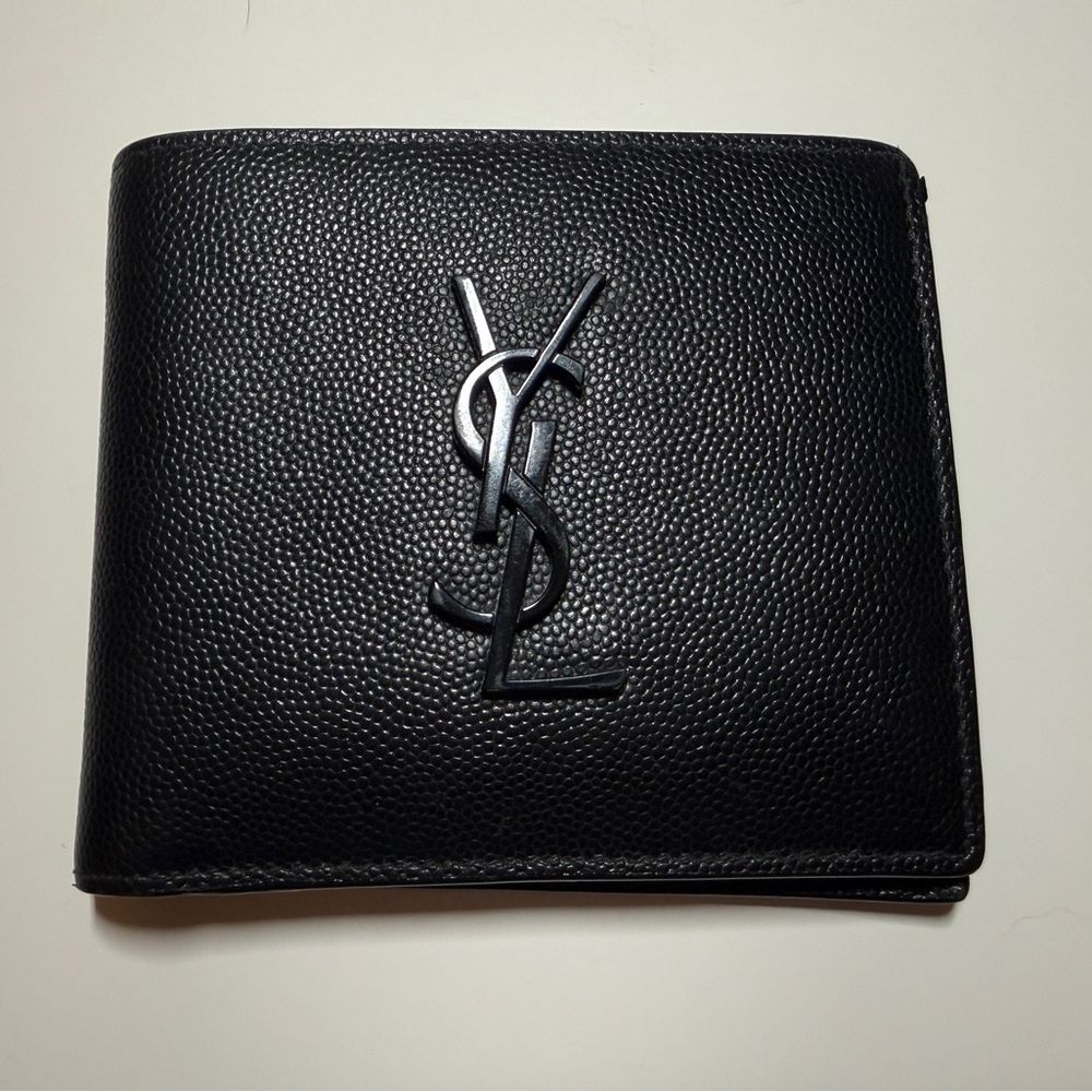 Saint Laurent Textured Black Card Holder Wallet